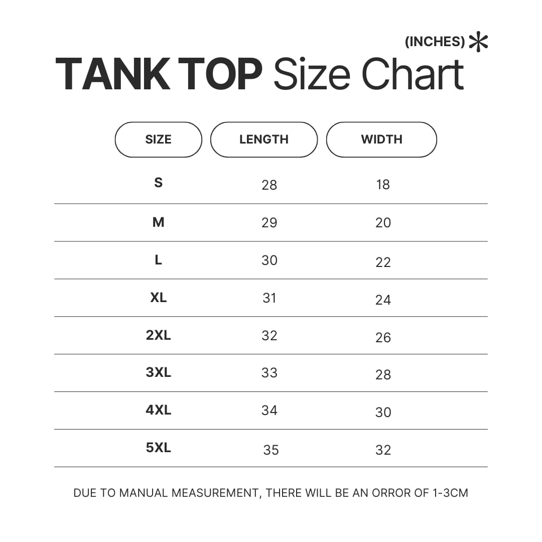 Tank Top Size Chart - Samurai Champloo Store